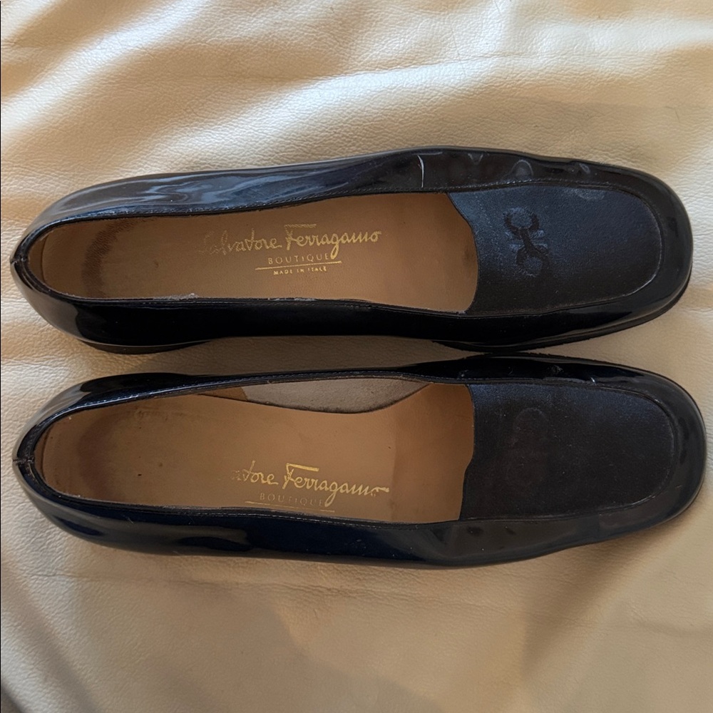 Salvatore Ferragamo Glossy Black Flats